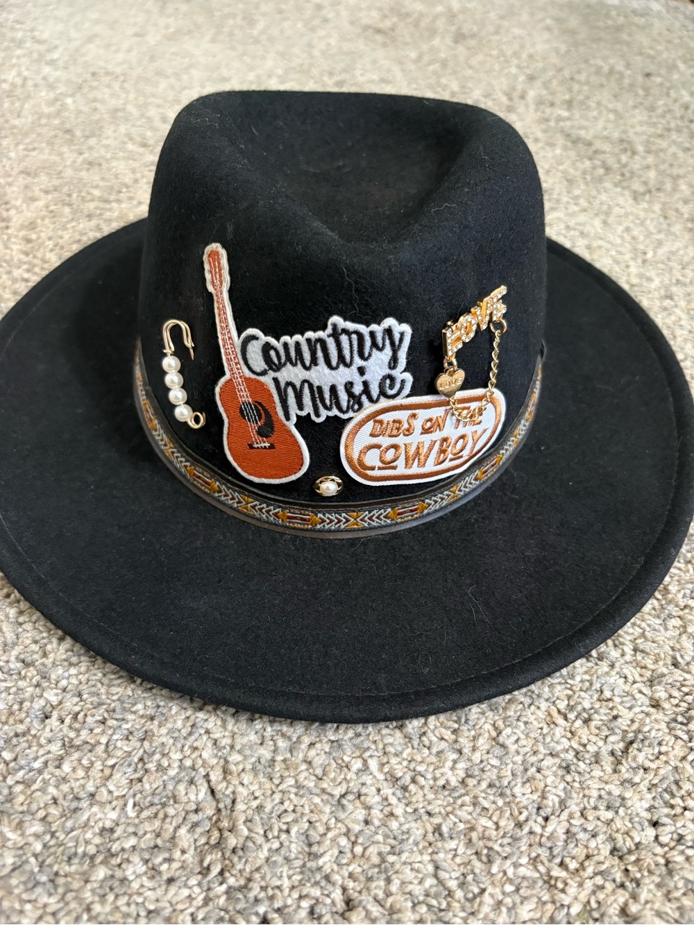 Vintage Black Velvet Fedora Upcycled
